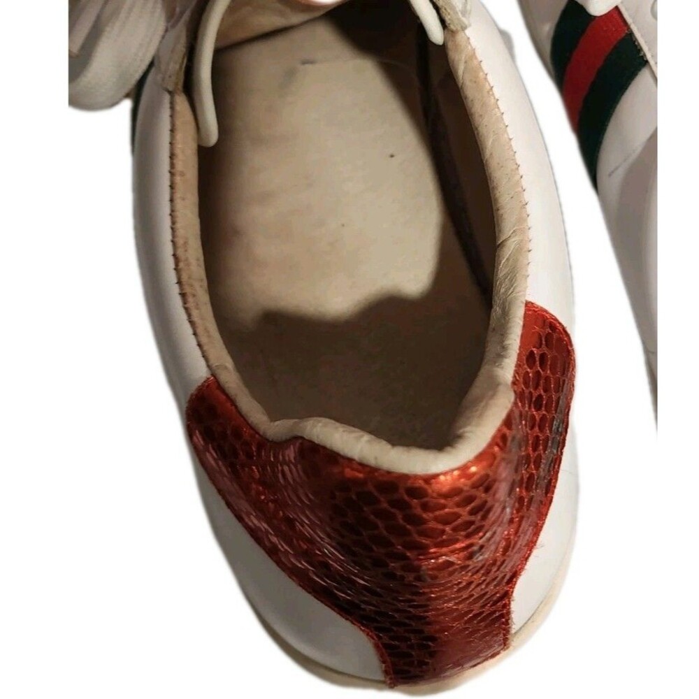 Gucci Ace Low-Top White Leather Bumblebee Sneakers White 40EU/8US Wom/6.5US Men - Picture 6 of 14